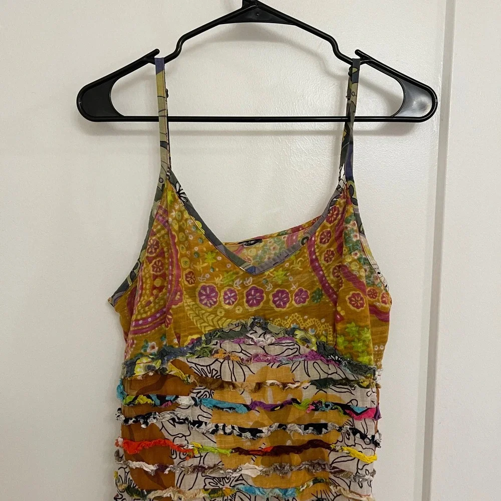 Vintage Boho Zara Larrson Stye‎ Mini Beach Cover Dress Frill Vibrant Festival